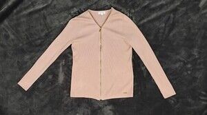 Calvin Klein Ribbed Knit Full Zip Cardigan Sweater Beige Women’s Size M